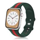 For Apple Watch 7 41mm Contrast Dual Color Silicone Watch Band(Army Green Red) - 1