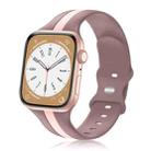 For Apple Watch 7 41mm Contrast Dual Color Silicone Watch Band(Purple Pink) - 1