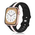 For Apple Watch 7 45mm Contrast Dual Color Silicone Watch Band(Black Pink) - 1
