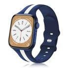 For Apple Watch 7 45mm Contrast Dual Color Silicone Watch Band(Blue White) - 1