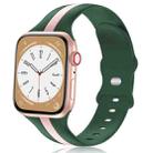 For Apple Watch 6 40mm Contrast Dual Color Silicone Watch Band(Grass Green Pink) - 1