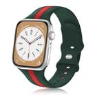 For Apple Watch 5 44mm Contrast Dual Color Silicone Watch Band(Army Green Red) - 1