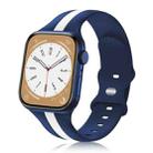 For Apple Watch 5 44mm Contrast Dual Color Silicone Watch Band(Blue White) - 1