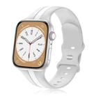 For Apple Watch 5 44mm Contrast Dual Color Silicone Watch Band(Silver White) - 1