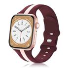 For Apple Watch 4 40mm Contrast Dual Color Silicone Watch Band(Wine Red Pink) - 1