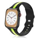 For Apple Watch Series 9 41mm Contrast Dual Color Silicone Watch Band(Green Black) - 1