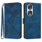 For Honor 90 Line Pattern Skin Feel Leather Phone Case(Royal Blue) - 1