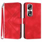 For Honor 90 Pro Line Pattern Skin Feel Leather Phone Case(Red) - 1