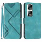 For Honor 90 Pro Line Pattern Skin Feel Leather Phone Case(Light Blue) - 1
