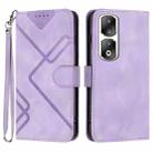 For Honor 90 Pro Line Pattern Skin Feel Leather Phone Case(Light Purple) - 1