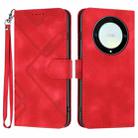 For Honor X40 5G Line Pattern Skin Feel Leather Phone Case(Red) - 1