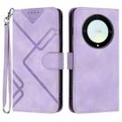 For Honor X40 5G Line Pattern Skin Feel Leather Phone Case(Light Purple) - 1