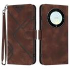 For Honor X40 5G Line Pattern Skin Feel Leather Phone Case(Coffee) - 1