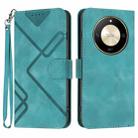 For Honor X50 Line Pattern Skin Feel Leather Phone Case(Light Blue) - 1