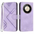 For Honor X50 Line Pattern Skin Feel Leather Phone Case(Light Purple) - 1