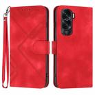 For Honor X50i Line Pattern Skin Feel Leather Phone Case(Red) - 1