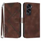 For Honor X50i Line Pattern Skin Feel Leather Phone Case(Coffee) - 1