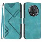 For Honor Magic5 Pro Line Pattern Skin Feel Leather Phone Case(Light Blue) - 1