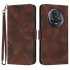 For Honor Magic5 Pro Line Pattern Skin Feel Leather Phone Case(Coffee) - 1