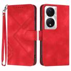 For Honor X7b Line Pattern Skin Feel Leather Phone Case(Red) - 1