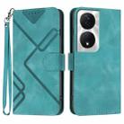 For Honor X7b Line Pattern Skin Feel Leather Phone Case(Light Blue) - 1