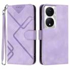 For Honor X7b Line Pattern Skin Feel Leather Phone Case(Light Purple) - 1