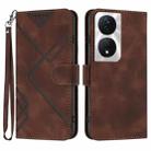 For Honor X7b Line Pattern Skin Feel Leather Phone Case(Coffee) - 1