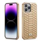 For iPhone 14 Pro Fierre Shann Python Texture Electroplating PU Phone Case(White) - 1