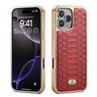 For iPhone 16 Pro Max Fierre Shann Python Texture Electroplating PU Phone Case(Red) - 1