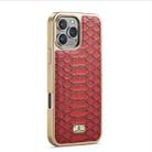 For iPhone 16 Pro Max Fierre Shann Python Texture Electroplating PU Phone Case(Red) - 3