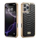 For iPhone 16 Pro Fierre Shann Python Texture Electroplating PU Phone Case(Black) - 1