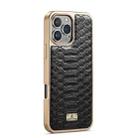 For iPhone 16 Pro Fierre Shann Python Texture Electroplating PU Phone Case(Black) - 3