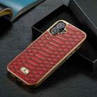 For iPhone 16 Plus Fierre Shann Python Texture Electroplating PU Phone Case(Red) - 2