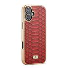 For iPhone 16 Plus Fierre Shann Python Texture Electroplating PU Phone Case(Red) - 3