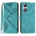 For OPPO A58 Line Pattern Skin Feel Leather Phone Case(Light Blue) - 1
