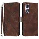 For OPPO A58 Line Pattern Skin Feel Leather Phone Case(Coffee) - 1