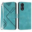 For OPPO A78 Line Pattern Skin Feel Leather Phone Case(Light Blue) - 1