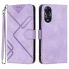 For OPPO A78 Line Pattern Skin Feel Leather Phone Case(Light Purple) - 1