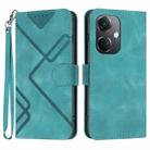 For OPPO K11 Line Pattern Skin Feel Leather Phone Case(Light Blue) - 1