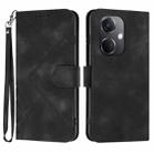 For OPPO K11 Line Pattern Skin Feel Leather Phone Case(Black) - 1