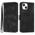 For iPhone 15 Line Pattern Skin Feel Leather Phone Case(Black) - 1