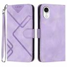 For iPhone SE 2024 Line Pattern Skin Feel Leather Phone Case(Light Purple) - 1