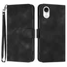 For iPhone SE 2024 Line Pattern Skin Feel Leather Phone Case(Black) - 1