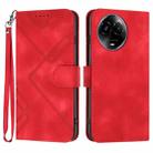 For Realme 11 Line Pattern Skin Feel Leather Phone Case(Red) - 1