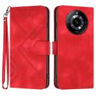 For Realme 11 Pro Line Pattern Skin Feel Leather Phone Case(Red) - 1