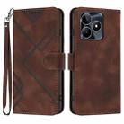 For Realme C53 Line Pattern Skin Feel Leather Phone Case(Coffee) - 1