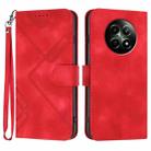 For Realme 12 5G Global Line Pattern Skin Feel Leather Phone Case(Red) - 1