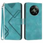 For Realme 12 5G Global Line Pattern Skin Feel Leather Phone Case(Light Blue) - 1