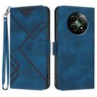 For Realme 12 5G Global Line Pattern Skin Feel Leather Phone Case(Royal Blue) - 1