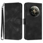 For Realme 12+ 5G Global Line Pattern Skin Feel Leather Phone Case(Black) - 1